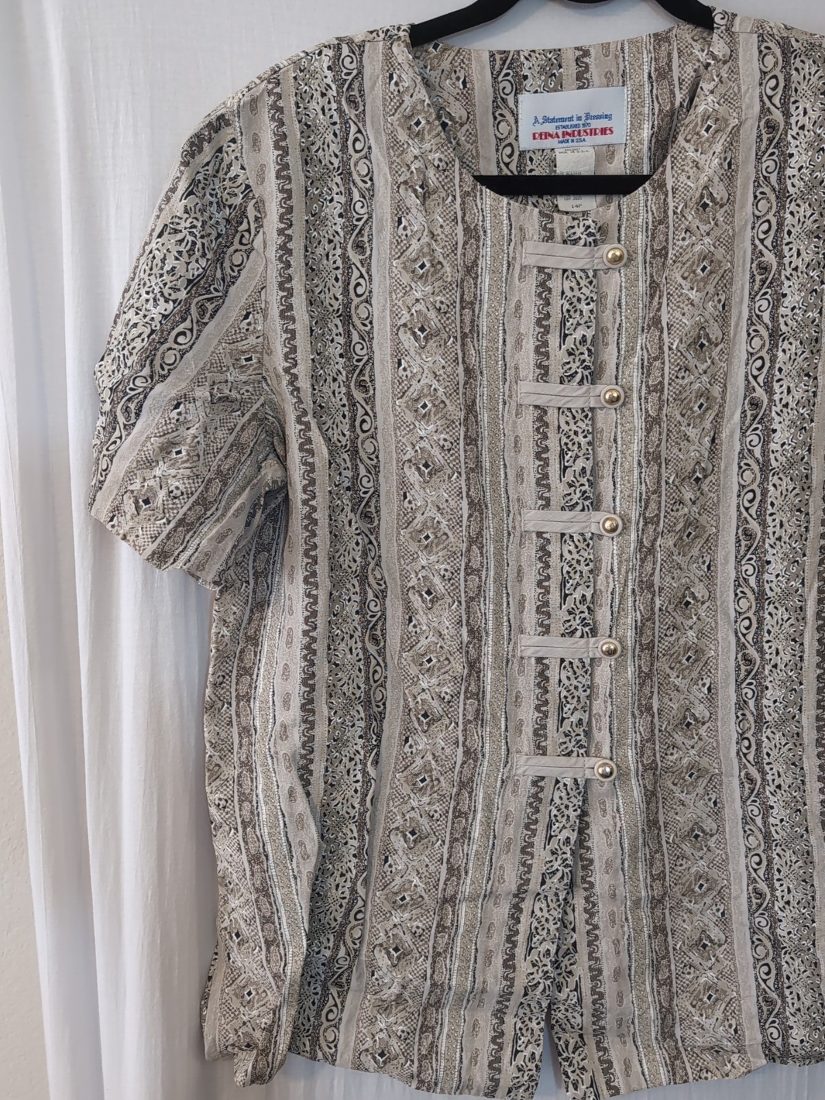 Vintage 80s Reina Industries 14P Button Up Striped S/S Shirt