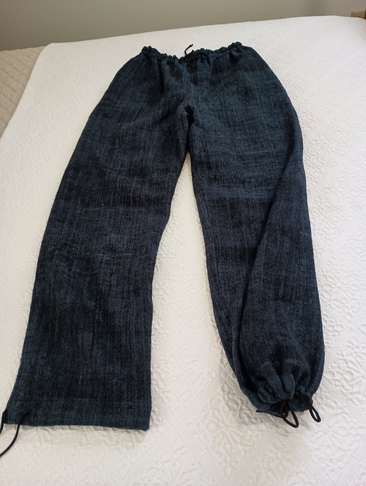 Vtg Amano 100% Wool Blue Tweed Drawstring Waist and Ankle Sz S Tall Womens Pants