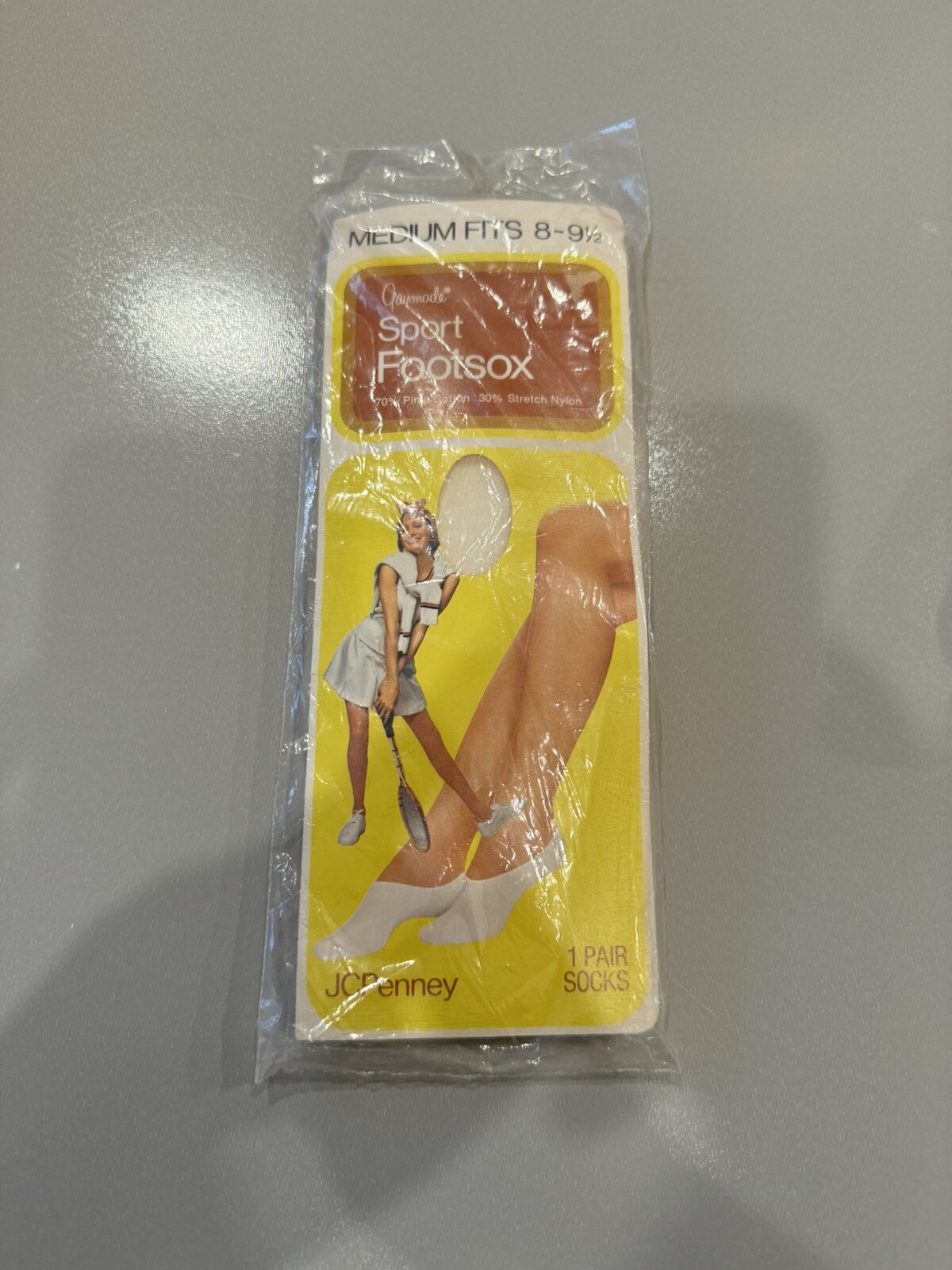 Vintage JCPenney Size M Gaymode Sport Footsox White Socks NEW Fits 8-9 1/2 Low