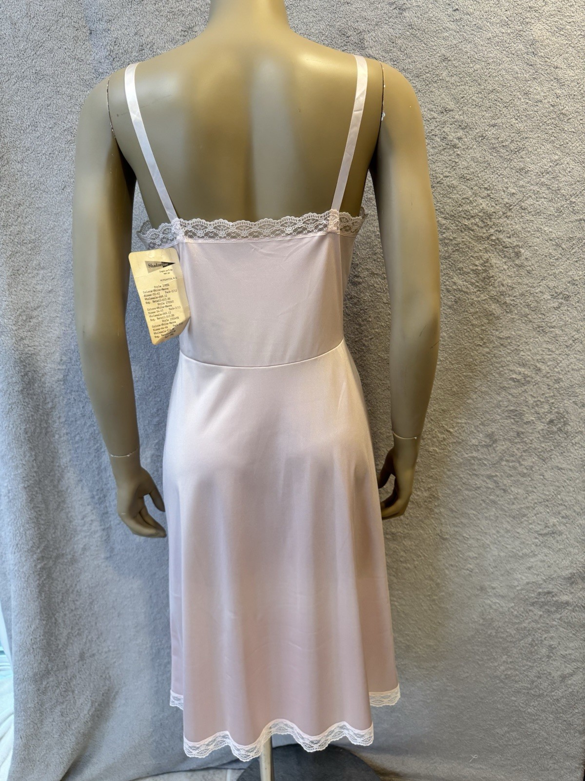 VTG Shadowline Dress Slip NEW w/Orig Tags, Peek-A-Boo Lace Mauve Pink Sexy 80’s