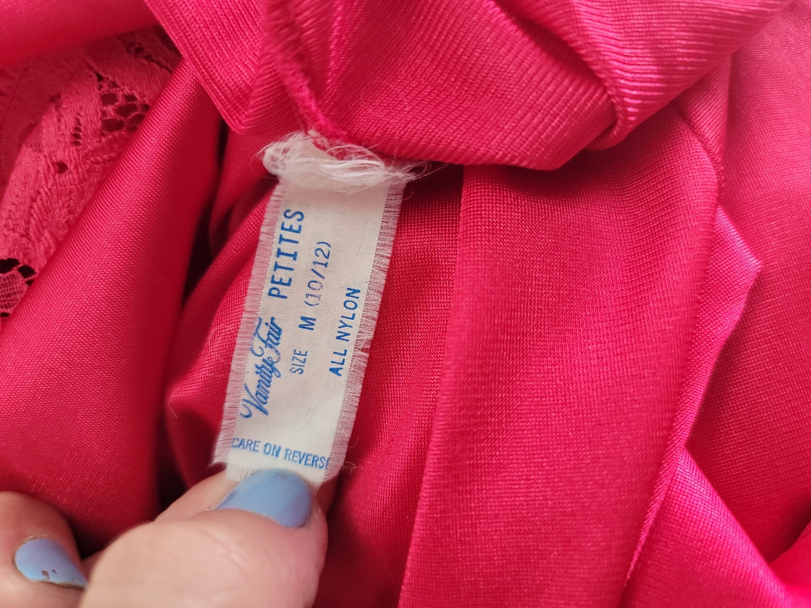 Vintage Vanity Fair Long Nightgown 70s Pink Peekaboo Lace Medium Flowy