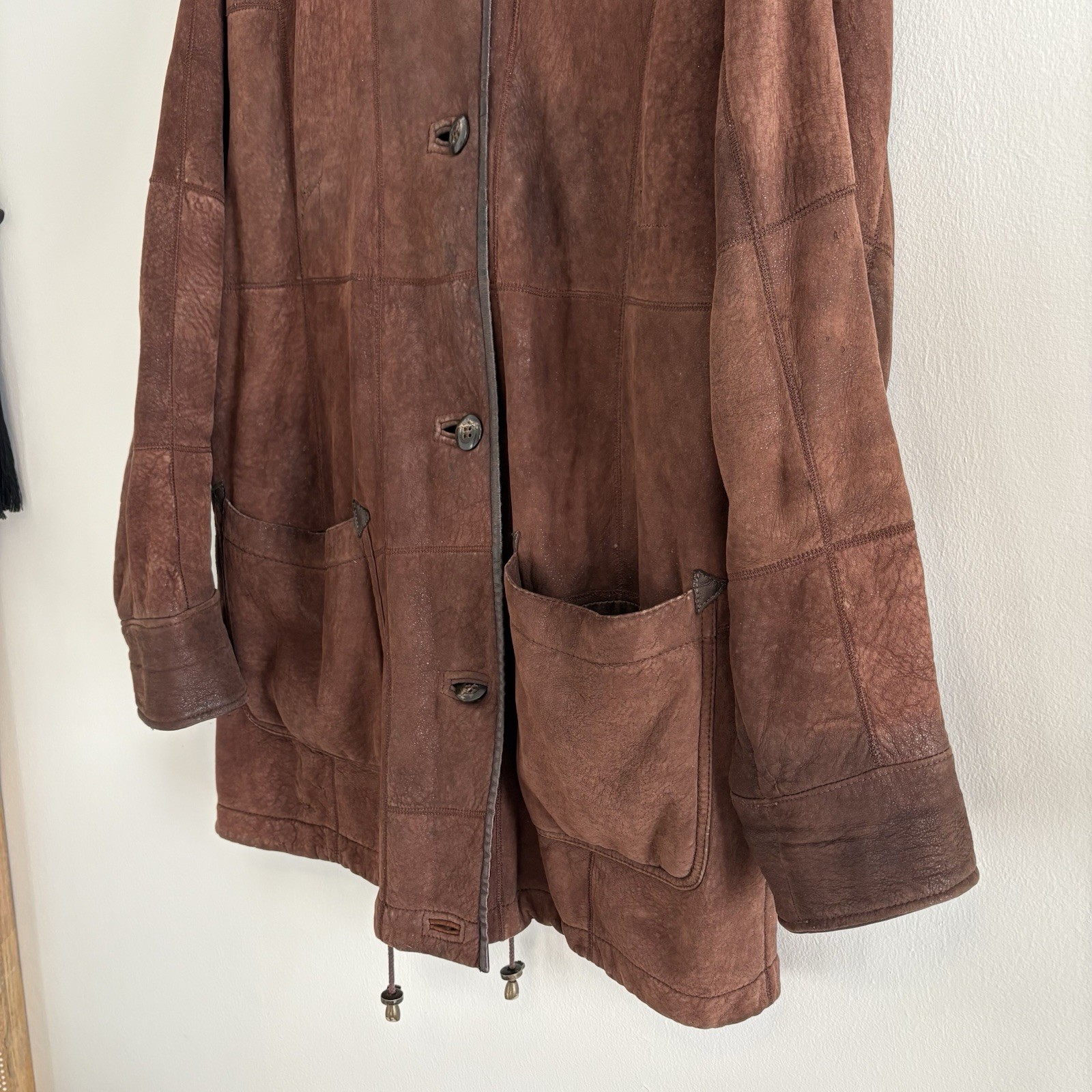 Vintage 70s Genuine Shearling Coat 100% Lambskin Brown Made in Uruguay Size 38 M