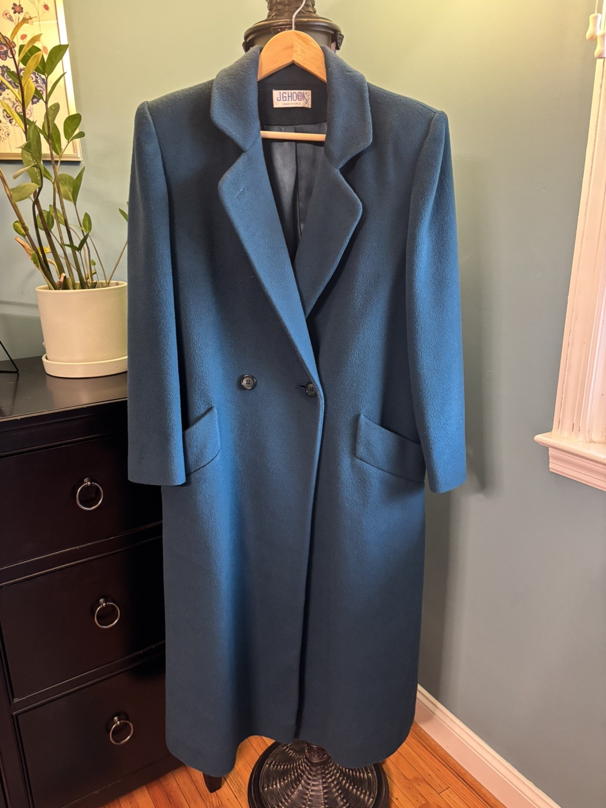 Vintage J G Hook Teal Coat 100% Wool Made in USA Women’s 12–14 Lined Jacket