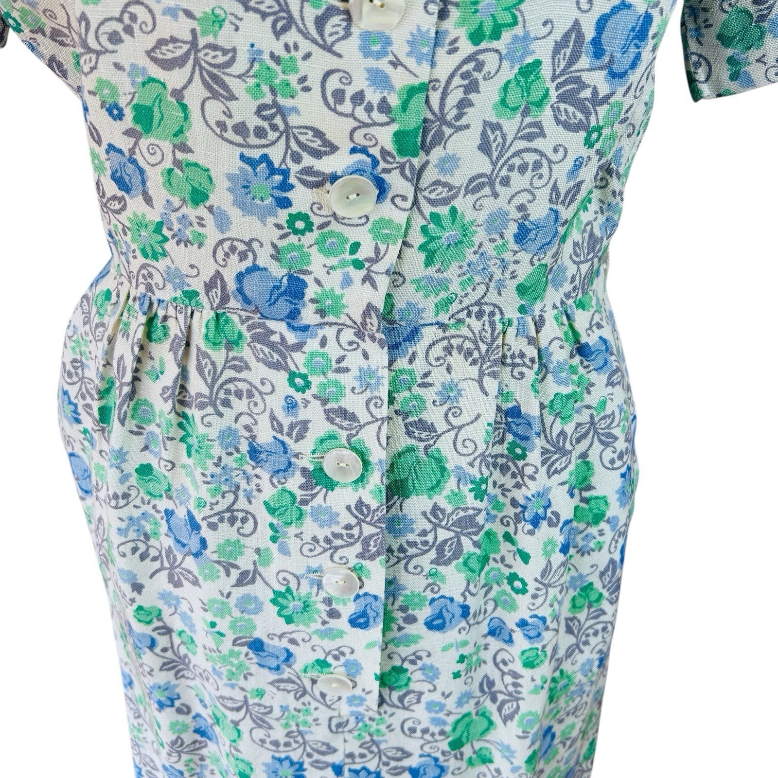 Vintage I Magnin Midi Dress Small Floral Cottage Easter Tea Party Feminine Retro