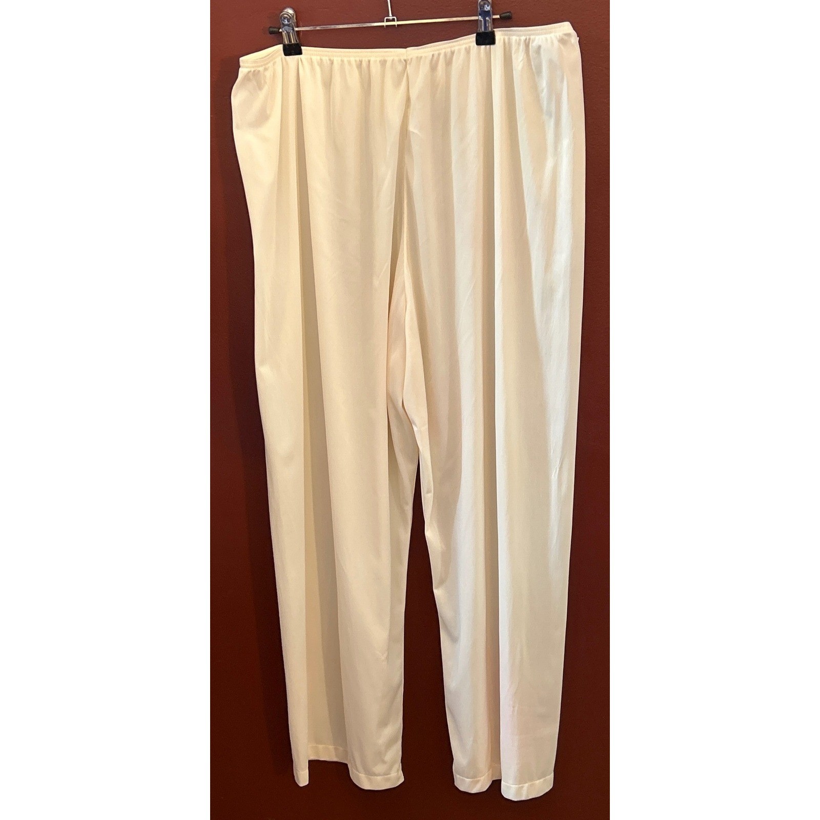 Vintage 90s Vanity Fair Pajama Pants Cream Sleepwear Loungewear Silky Relaxed