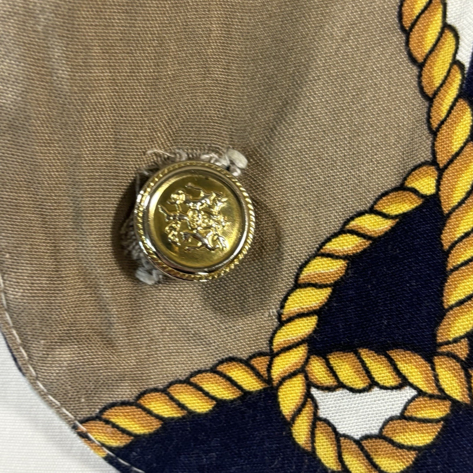 Vintage Kathie Lee Nautical Blouse | Rope Anchor Gold Button Coastal | 14