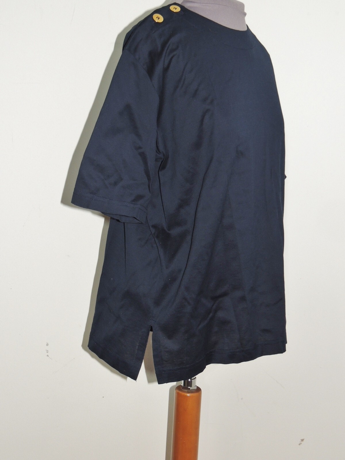 Vintage Yves Saint Laurent YSL Rive Gauche Navy Cotton Blouse FR sz 40 S – M