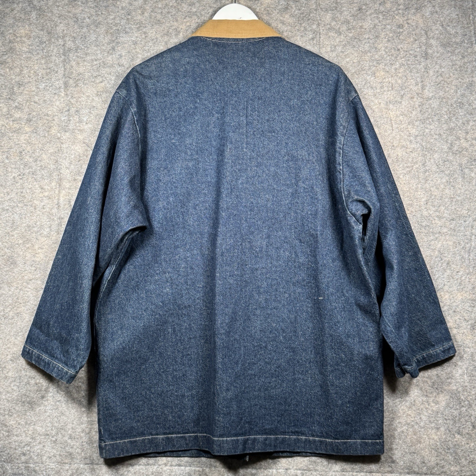 Vintage 90s Womens Avon Denim Chore Coat Size M 24×32 Corduroy Collar Pockets