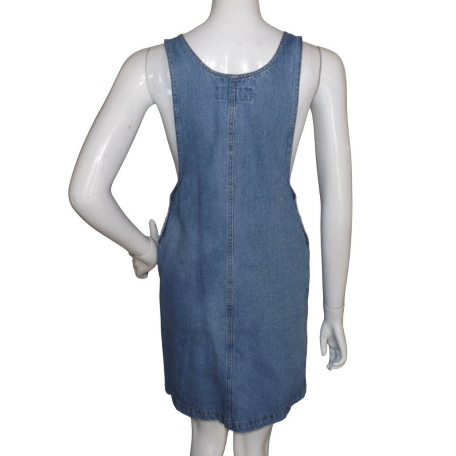 SPEED CONTROL Denim Jumper/Skirt-all, S, Shoulder buckles, Pockets, Vinyl straps