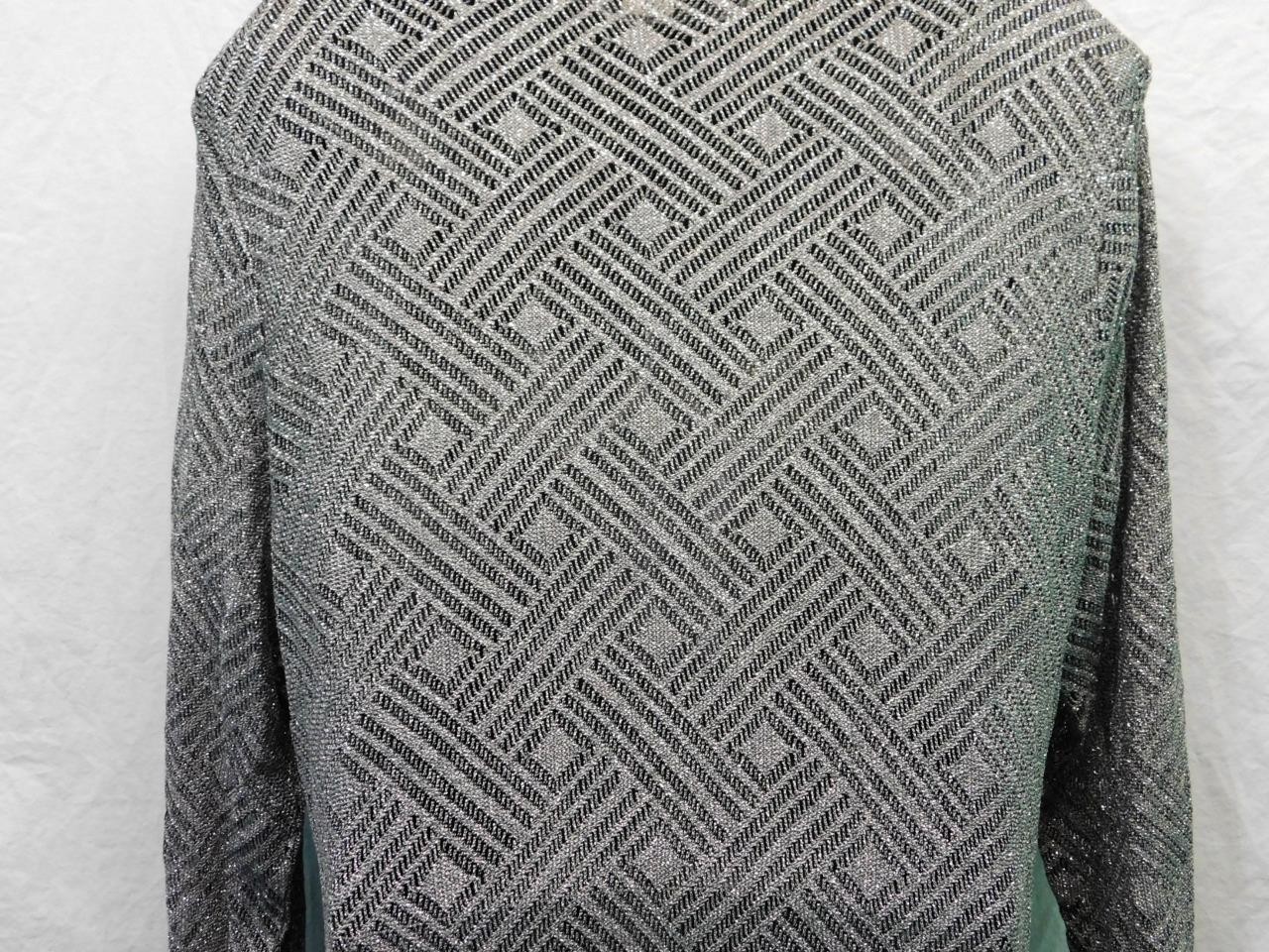 Vintage SL Fashions 18W XL Silver Sparkle Knit Maxi Dress Button Front Unlined