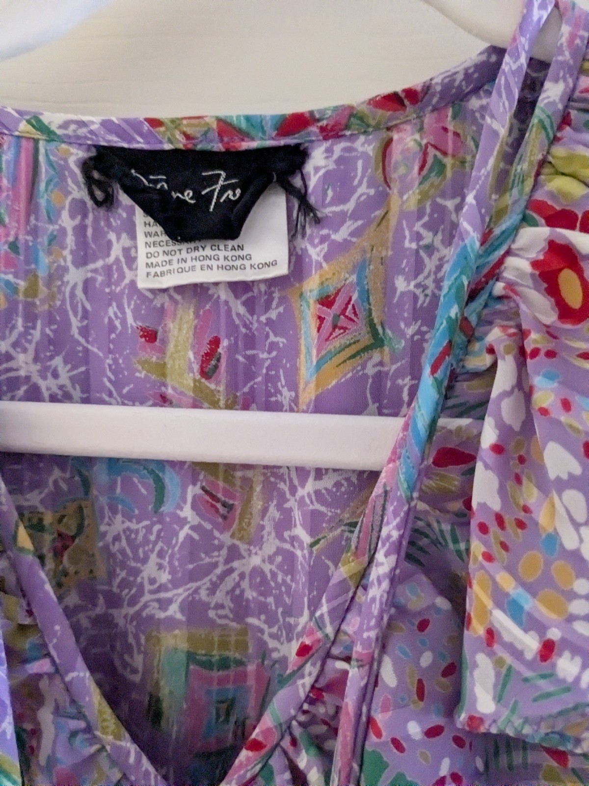 Diana Fretz Vintage Dress Size 12 Lavender Floral Long Sleeve