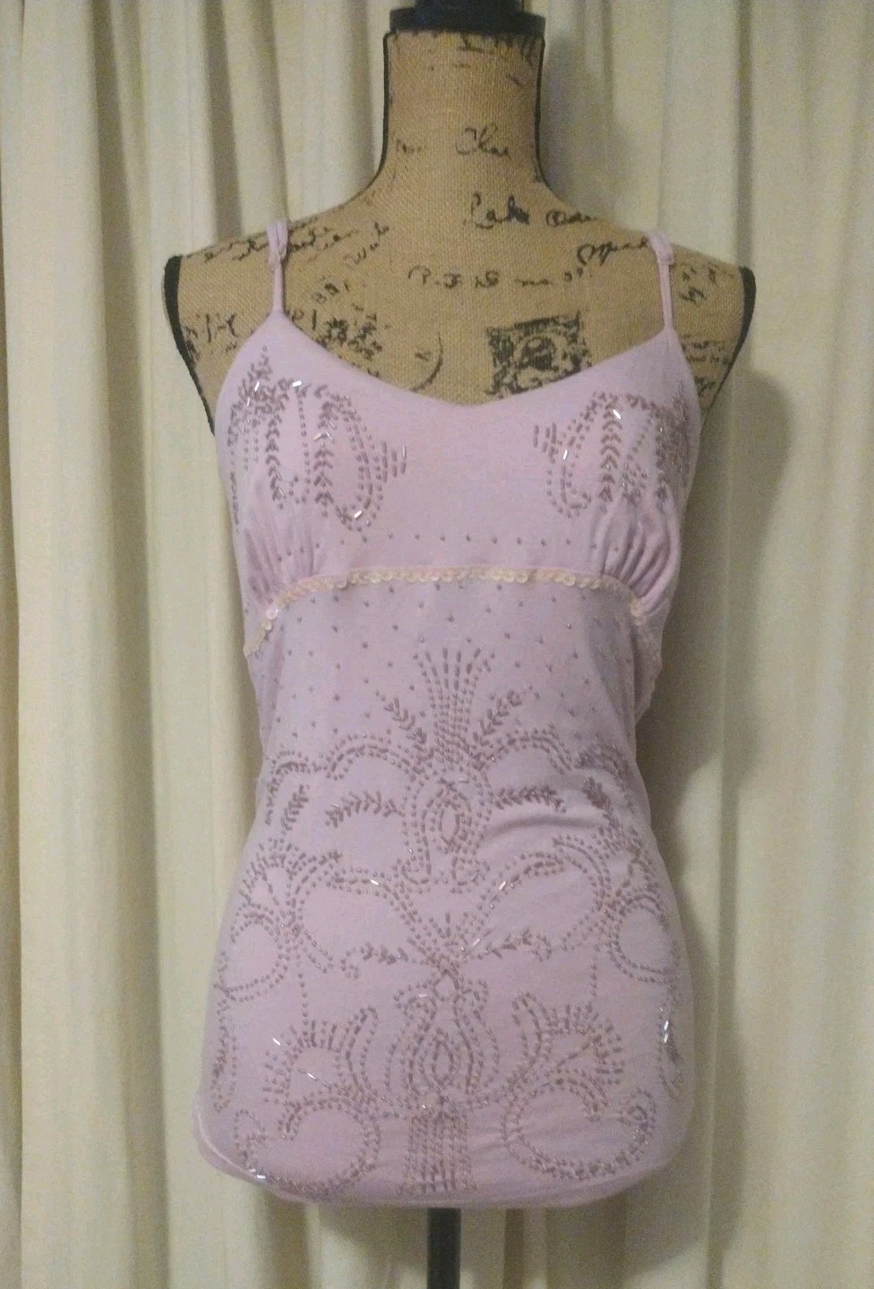 REDUCED Vtg 90’s Lulumari Beaded/Sequin Embellished Stretch Soft Knit Cami Sz L