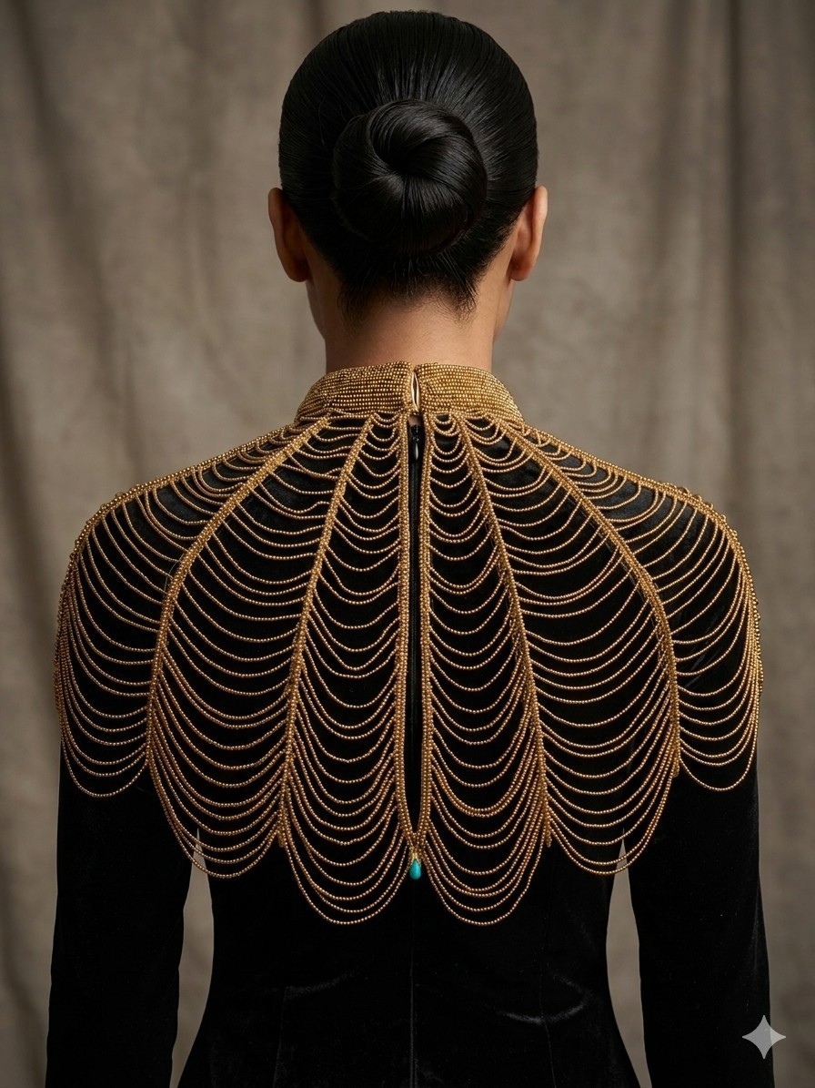 Golden Handmade Layered Pearl Style Exclusive Brand Design, Vintage Pearl Top