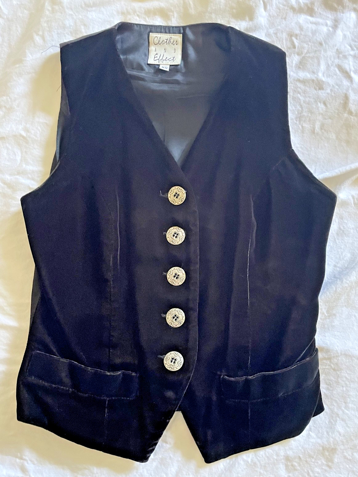 90s does 70s Retro Groovy Vintage Brown Velvet Vest Waistcoat Women Grunge XS