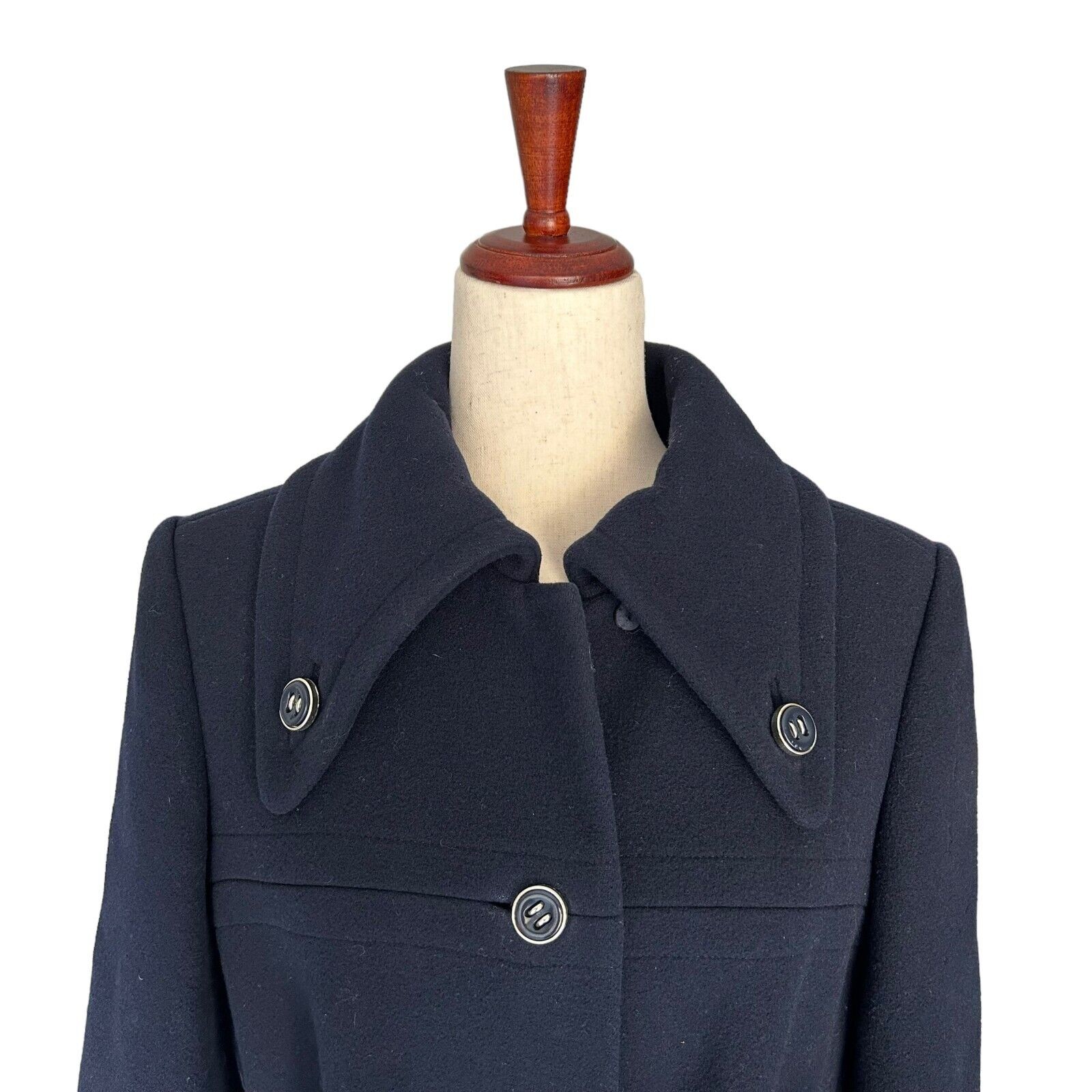 Jacques Tiffeau Peacoat Small Women’s Vintage VTG Navy Blue Wool 1960s Trench