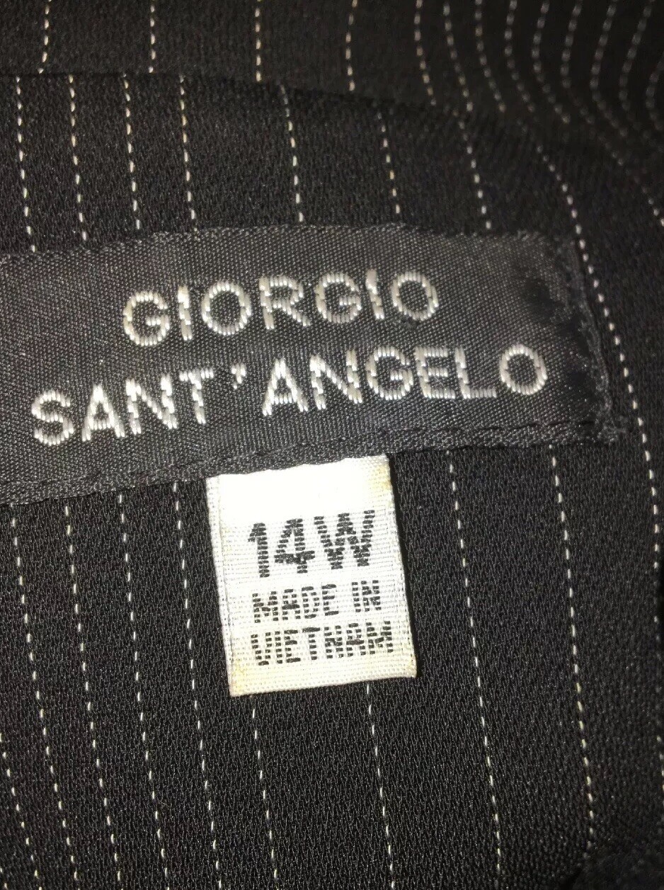 Women’s Blazer Black Pinstripe Lined Career GIORGIO SAINT ANGELO Vintage 14W