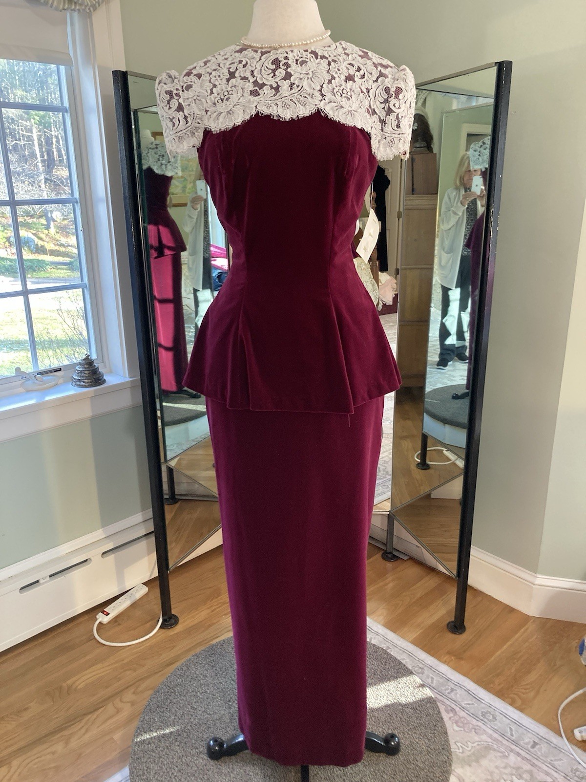 Watters & Watters Vintage Two Piece Velvet Skirt And Top