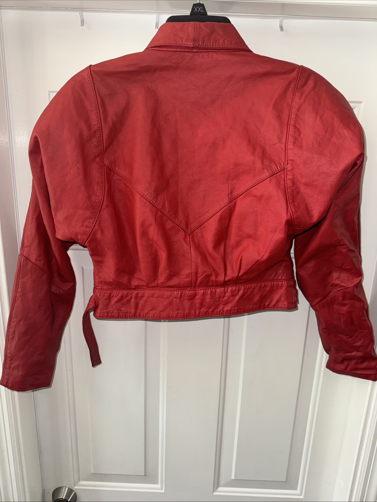 Vintage 1980’s Notorious Women’s Red Leather Cropped Jacket Size S