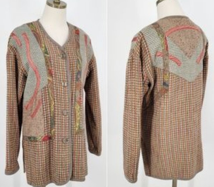 Canvasbacks Lutton And Horsfield Womens Vintage Wool Blend Mixed Media Blazer M