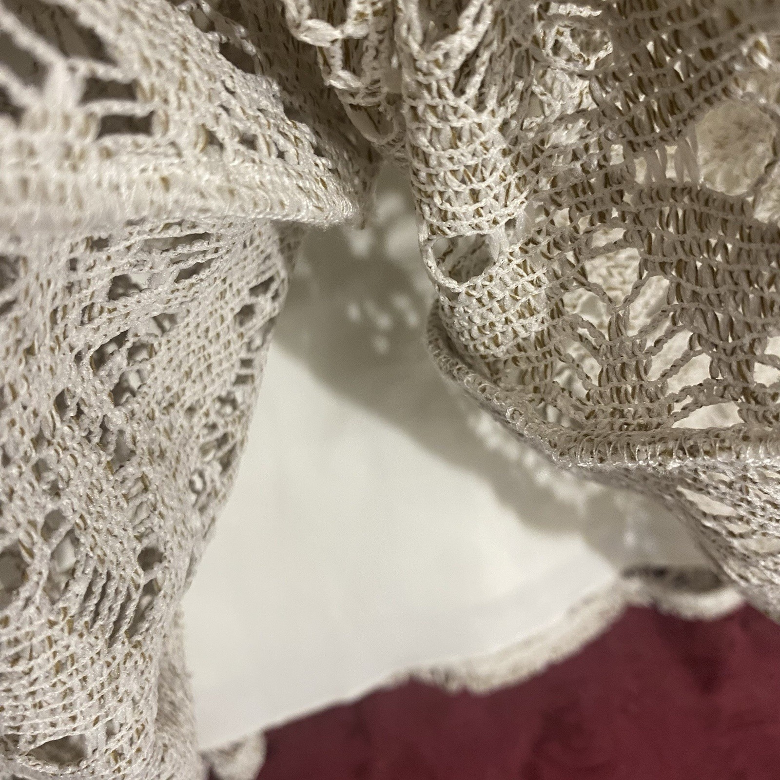 Ruby Rd Cream Lace Flowing Skirt, Lined, Size PM, Elastic Waist, Flowing