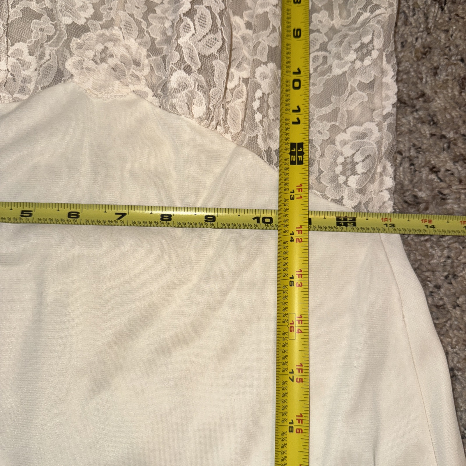 Vtg Sexy Lace Slip Dress Bridal Getting Ready Lingerie Ivory Coquette Boudoir M