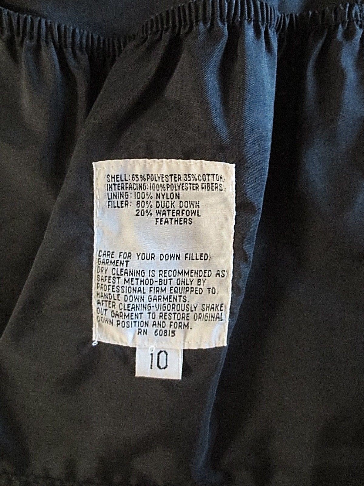 Vintage COUNT ROMI BLACK DOWN Coat Size 10
