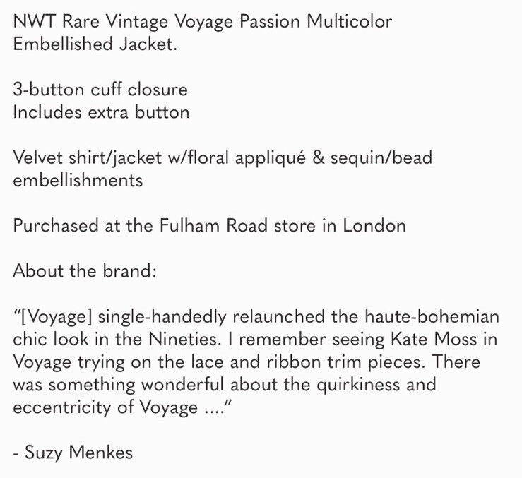 NWT VINTAGE VOYAGE PASSION MULTICOLOR EMBELLISHED VELVET JACKET SHACKET TOP M