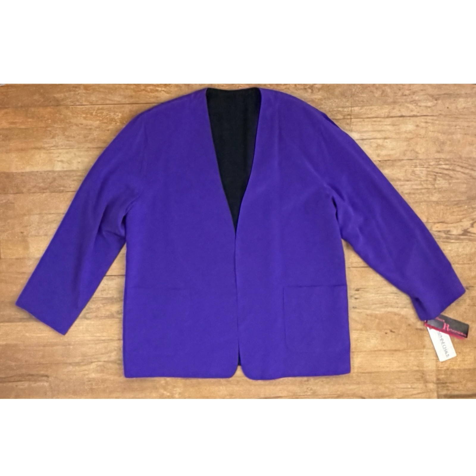 Vintage 3 Piece Outfit Set Size M/L 80s Purple Skirt Reversible Top & Jacket
