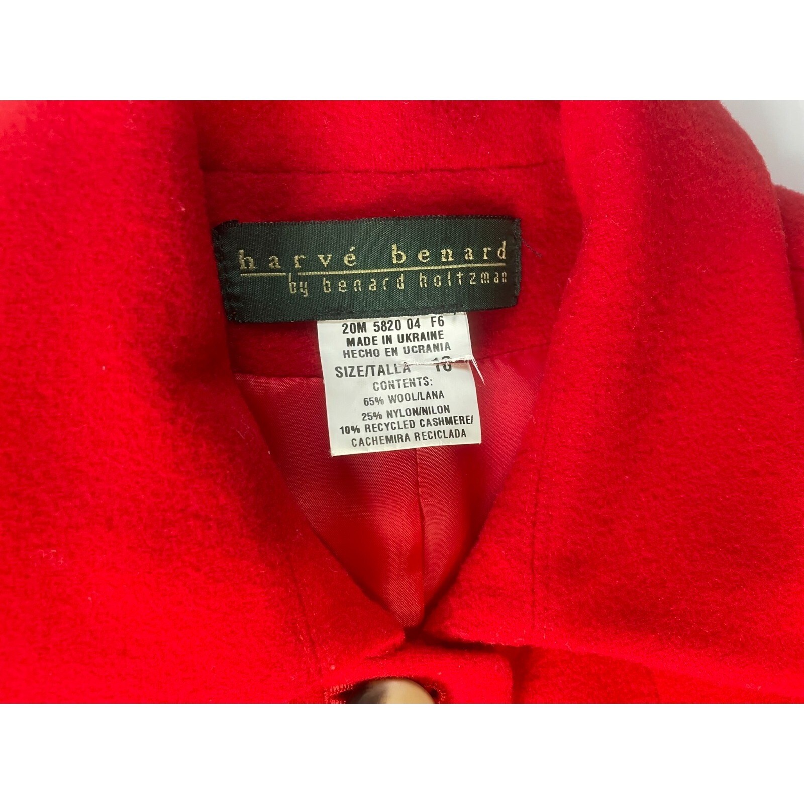 Harve Benard by Holtzman Women’s Red Wool Cashmere Blazer Nylon Lined Size 10