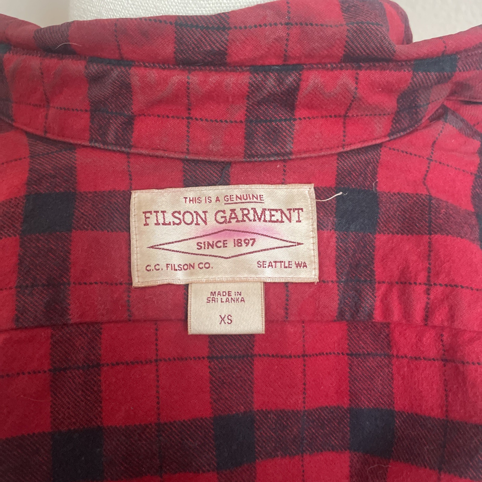 Filson VTG Buffalo Check Plaid Flannel Button Down Shirt XS