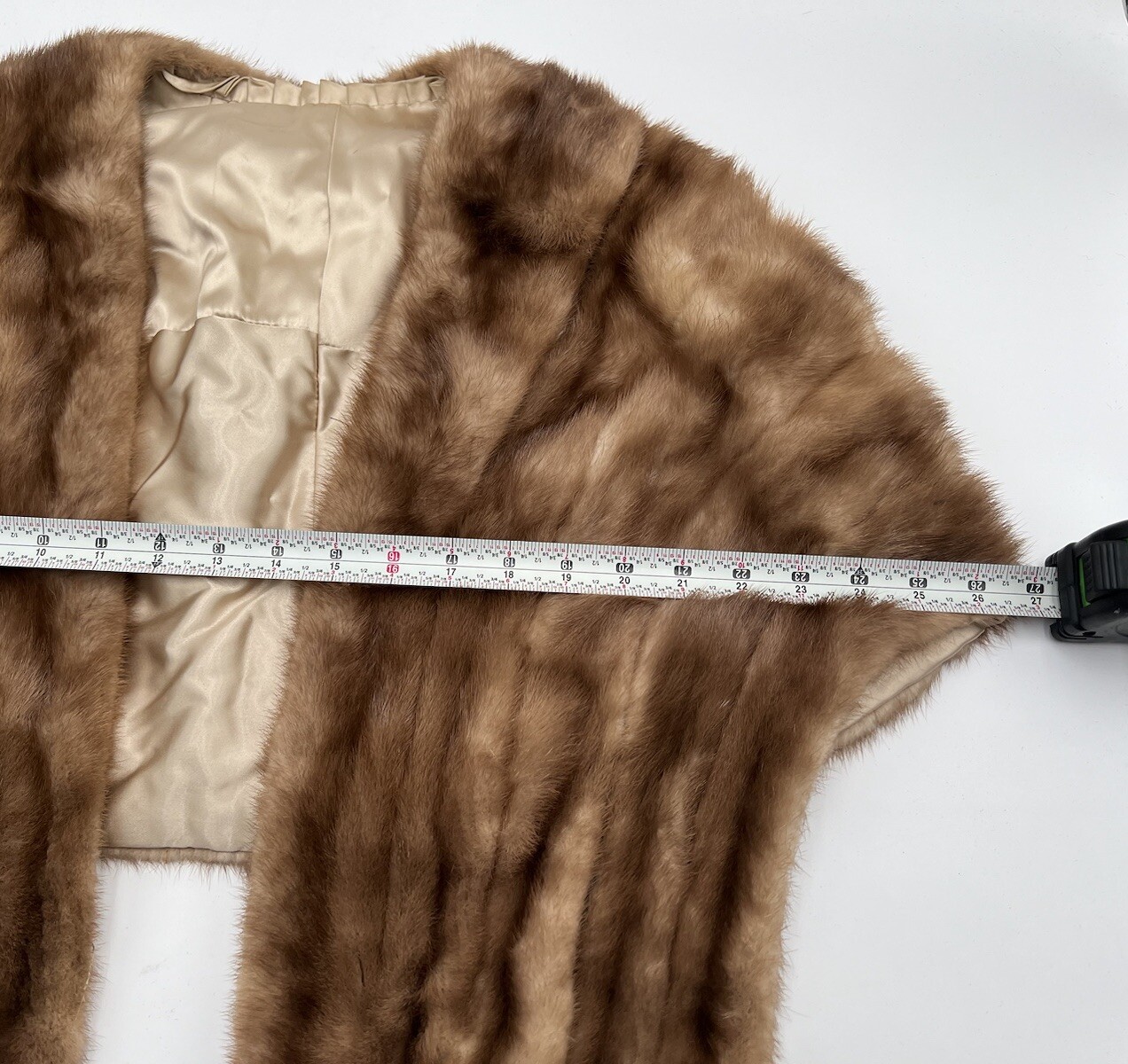 VTG Mink Fur Stole& Hat Shawl Collar Shoulder Wrap Brown O/S 60s 50s