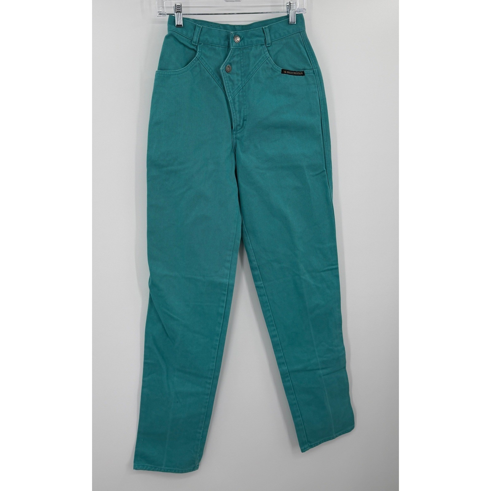 Vintage Rocky Mountain Jeans Teal Green High Waist Western Tapered 28/7 Made USA
