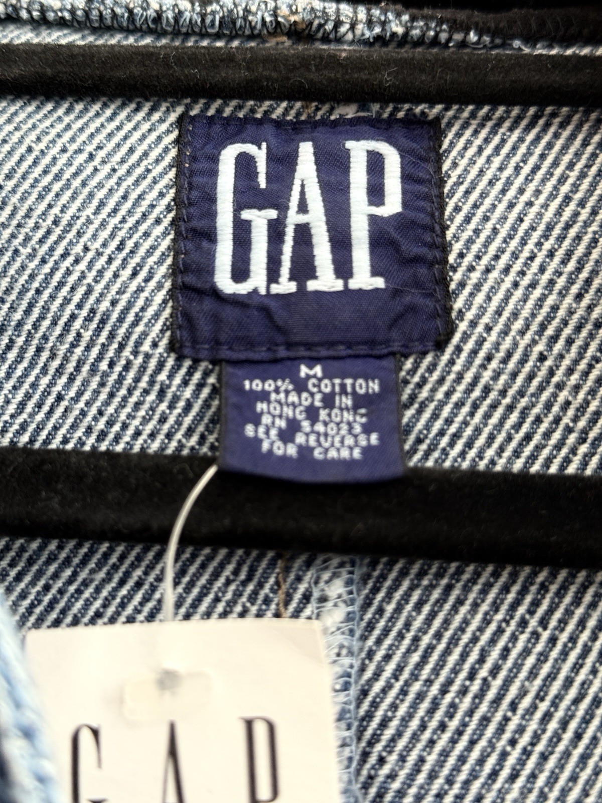NWT Vintage 1980s/1990s Gap denim military Inspired Jacket-Band Collar-Blue Jean