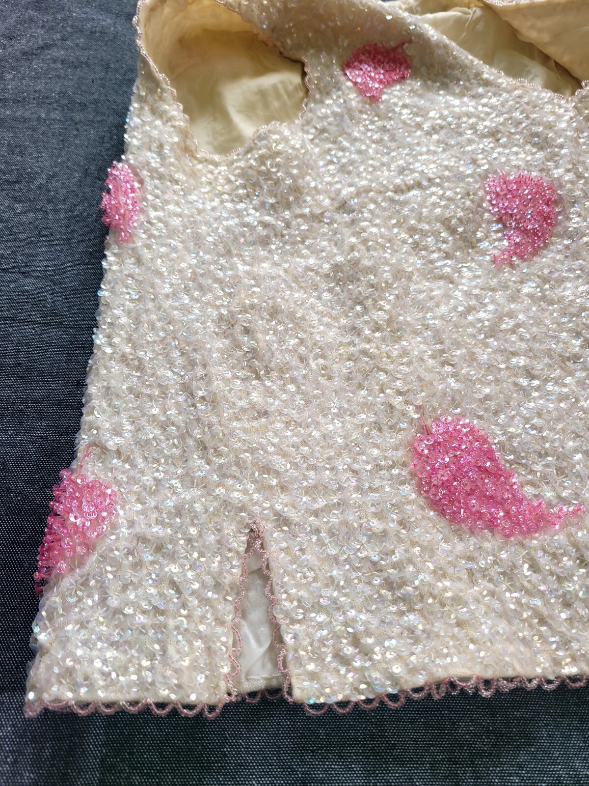 Vintage 1950s House Of Gold Beaded Wool Tank Top Blouse Pink Peppers 40 M Glam