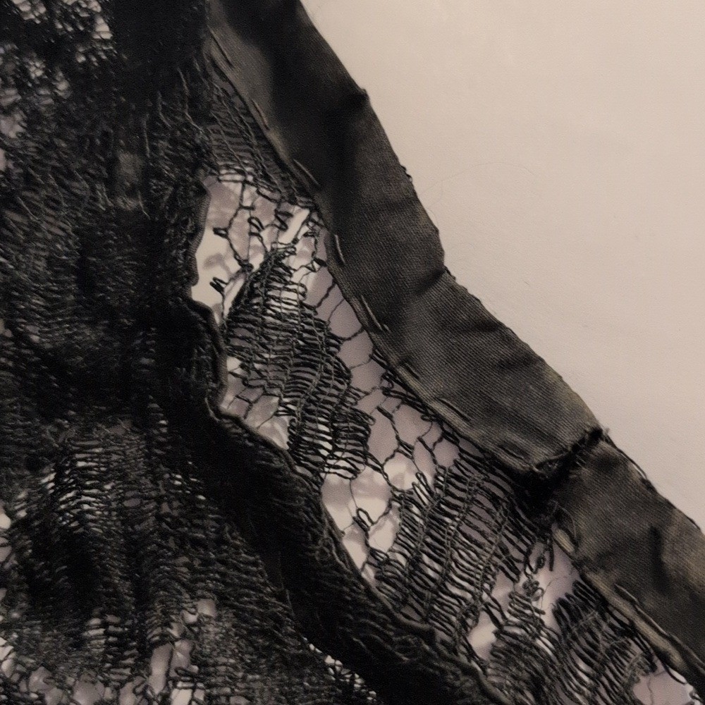 Antique Vintage 1920s Black Floral Lace Pattern Mourning Dress Rare