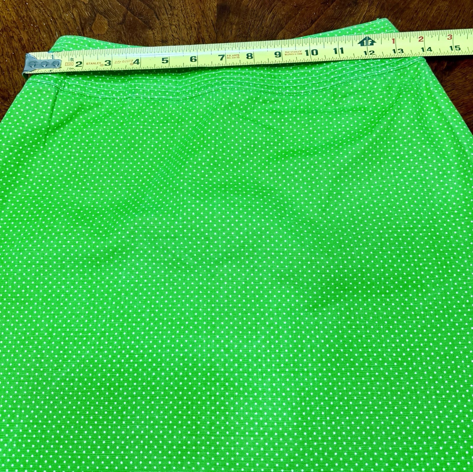 Vintage 1970s Women’s Heavy Cotton Green & White Polka Dot 2 Piece Top/Skirt