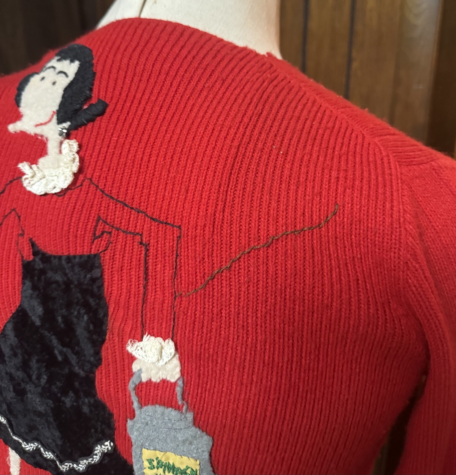 Vintage Olive Oyl Popeye Red Sweater Small – Spinach Juice Homemade Sewn