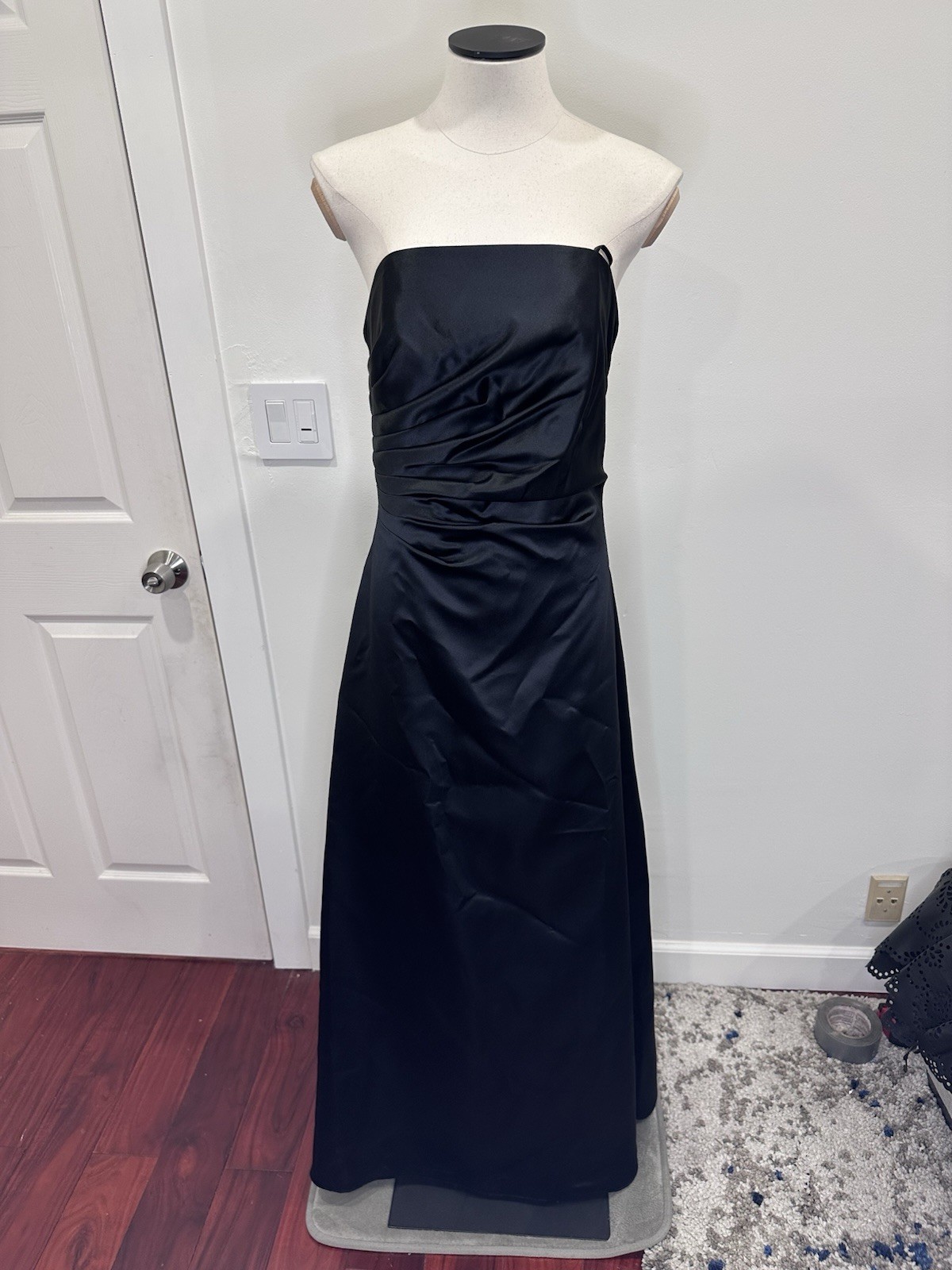 ABS Evenjng black full length satin sleeveless sz8 made in USA Prom Ball Formal