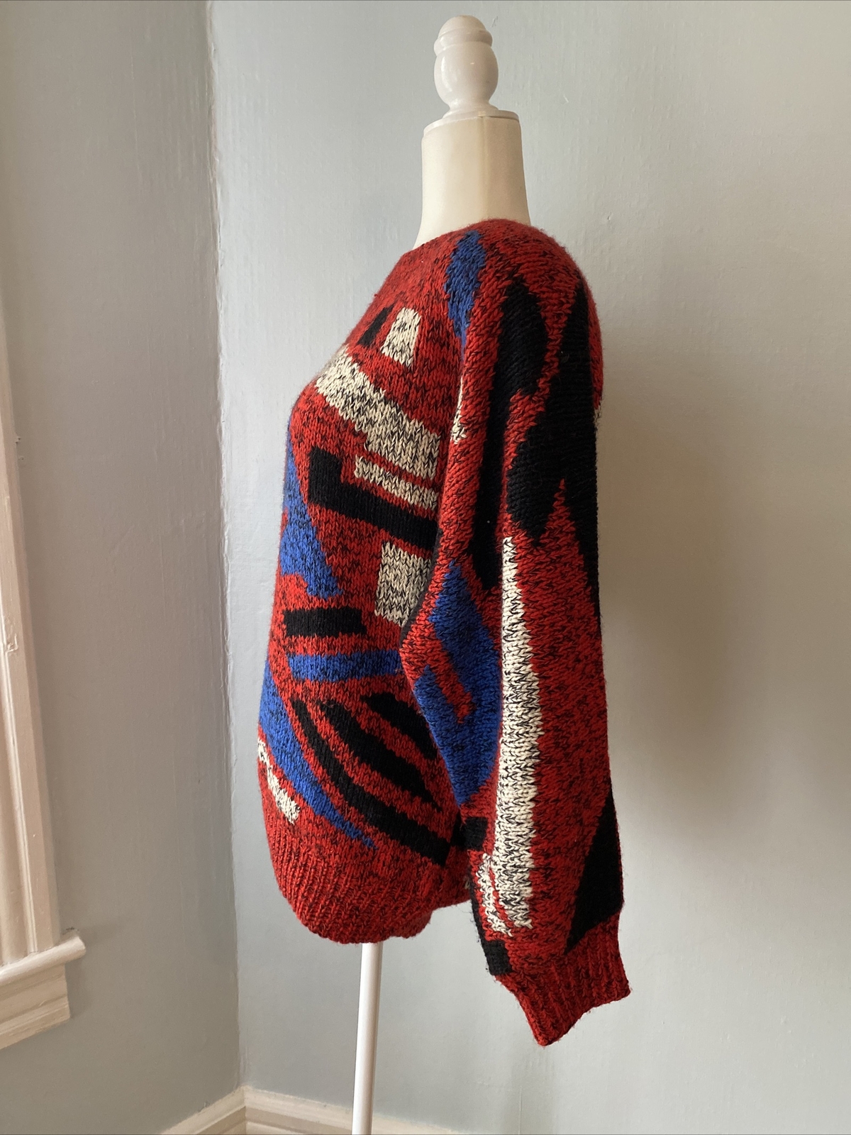 S.S.G. Catharine Lover size M Red wool/cotton retro 80s Vtg Sweater