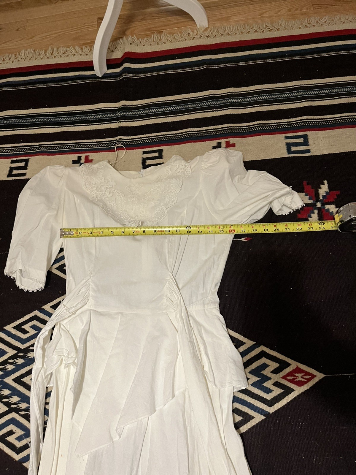 Dawn Joy Fashions Vintage Cottagecore Dress Ruffles white with lace traid