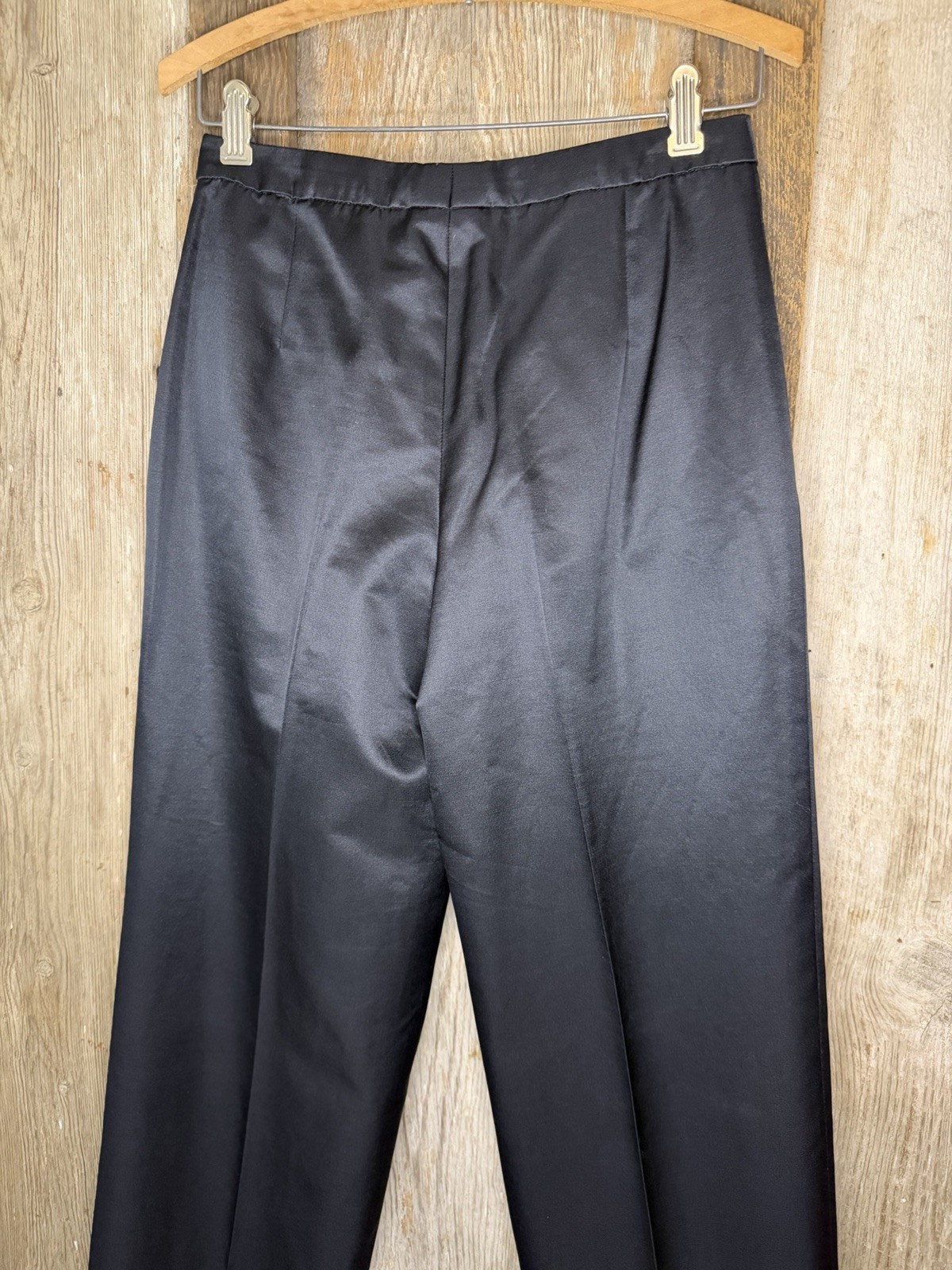 NWT $445 VTG Armani Collezioni Silk Wool Black Pleated Trouser Pants Raw Hem 4