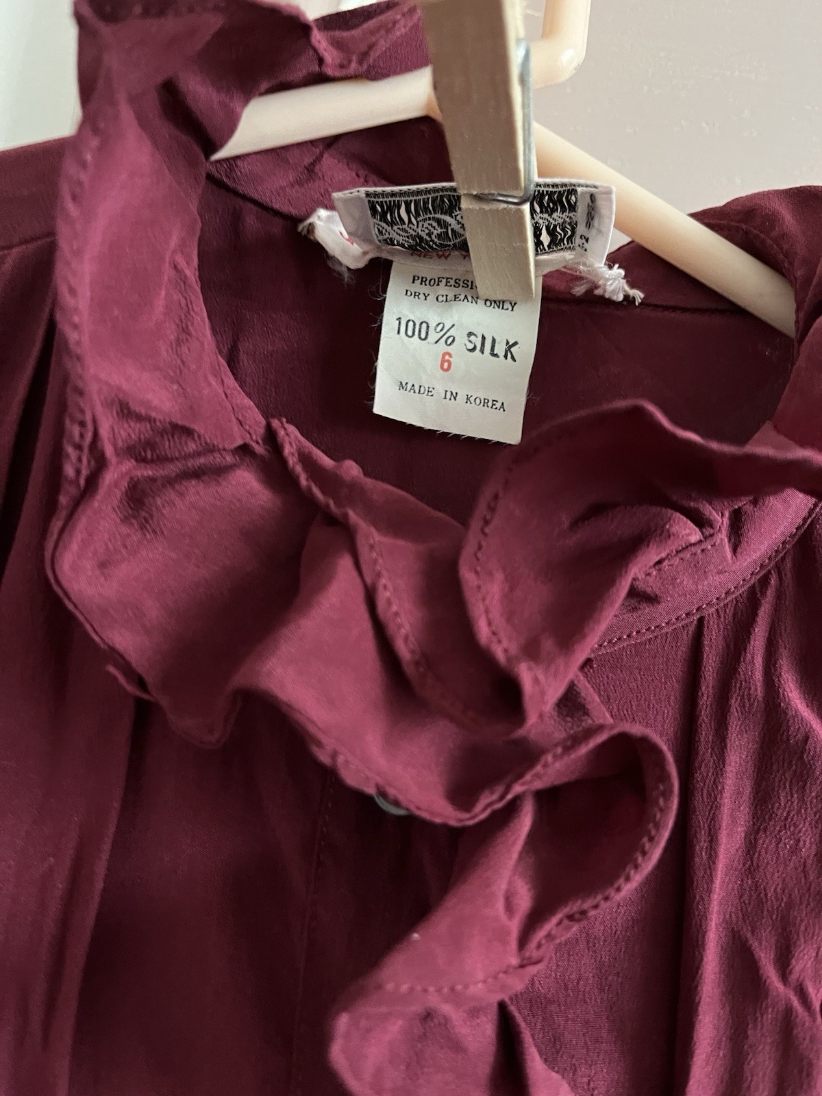Vintage 80s Jack Mulqueen Saks Fifth 100% Silk Pleated Ruffle Dress Sz 6 Red