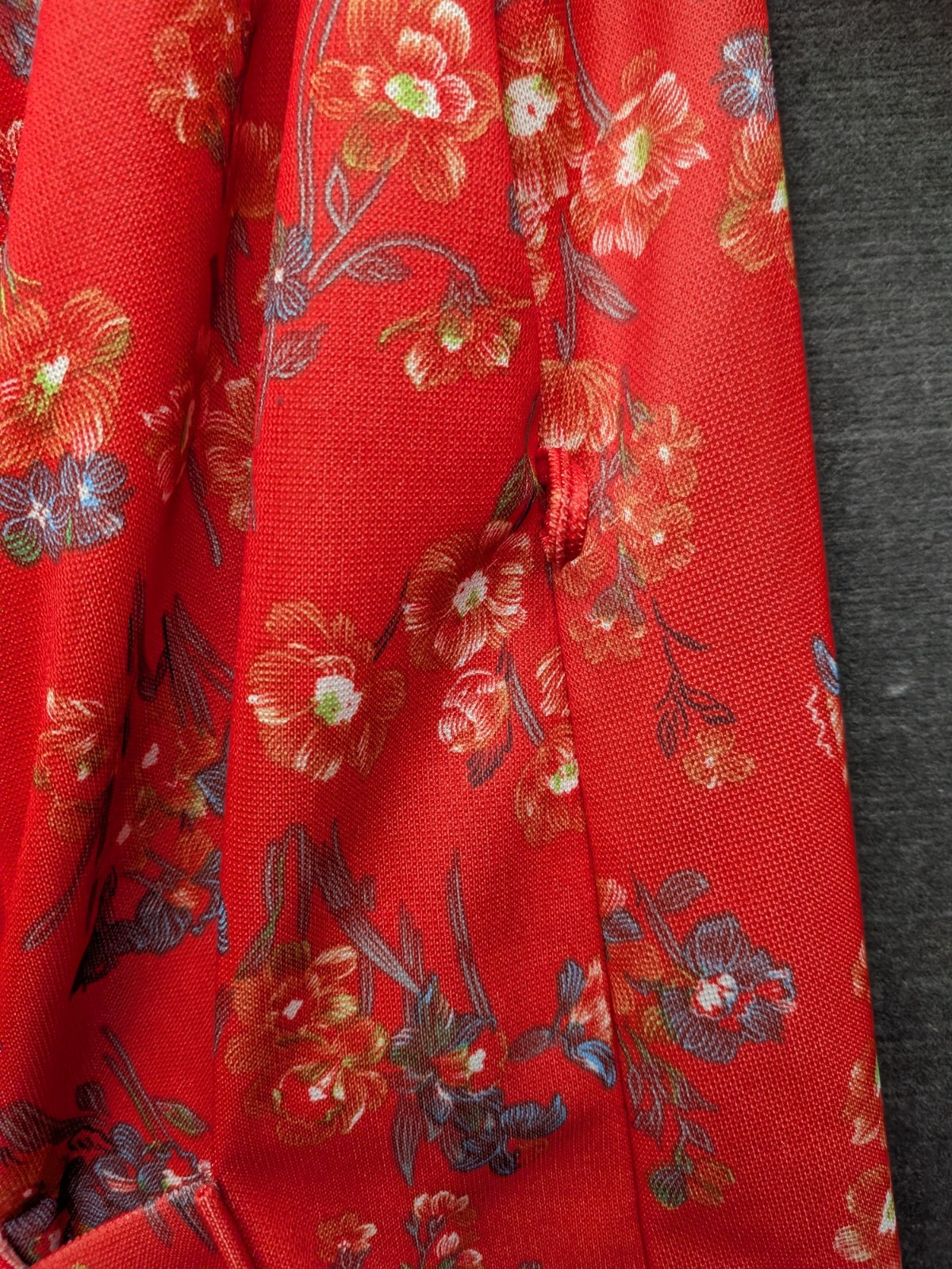 Vintage Floral Polyester Dress House Coat Dress Red Granny Core Grandma Lounge