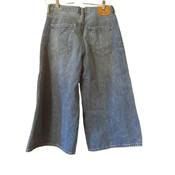 Denim Forum Edie High Rise Culotte 28 Blue Wide Leg Cropped Jeans Boho Aesthetic