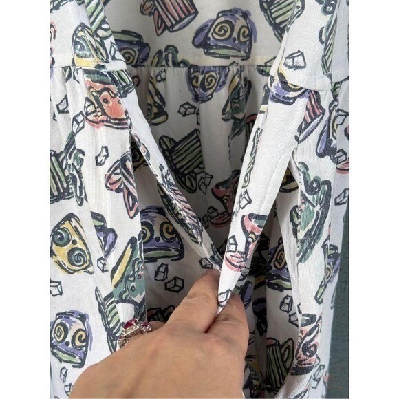 T1 Preview Basics Dress Teacup Print Drop Waist 90s Vintage Cotton Pockets