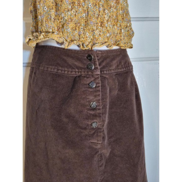 Gypsies & Moondust Smocked Floral Top & J. Jill Corduroy Button Front Mini Skirt