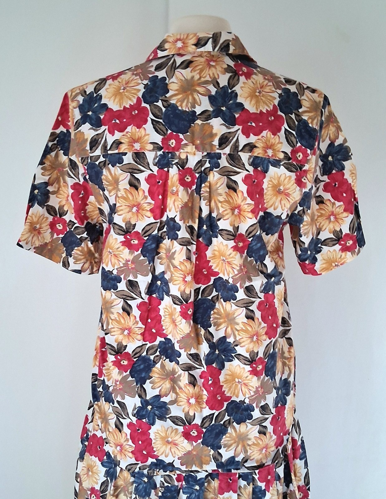 VTG Dockers 2Pc Pleated Skirt Button Up Top Floral Dress Outfit Size Small/XS