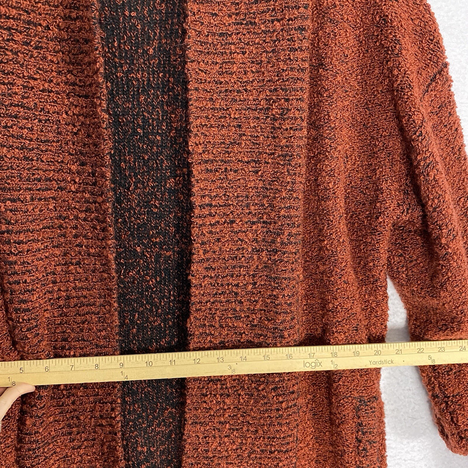 VTG Womens Cardigan Duster Chunky Knit Long Sweater Coat Burnt Orange M 80s 90s