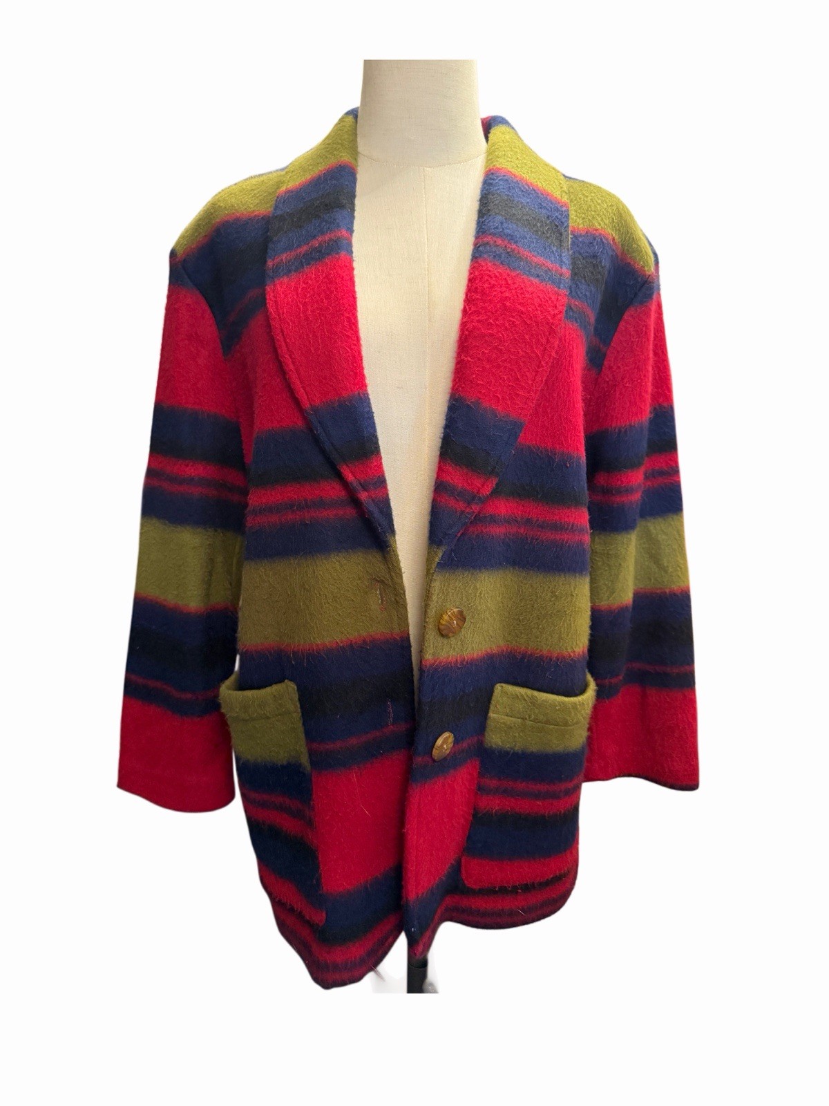 Vintage 90’s Women’s Southwestern Blanket Coat Size L Red Multi-Color