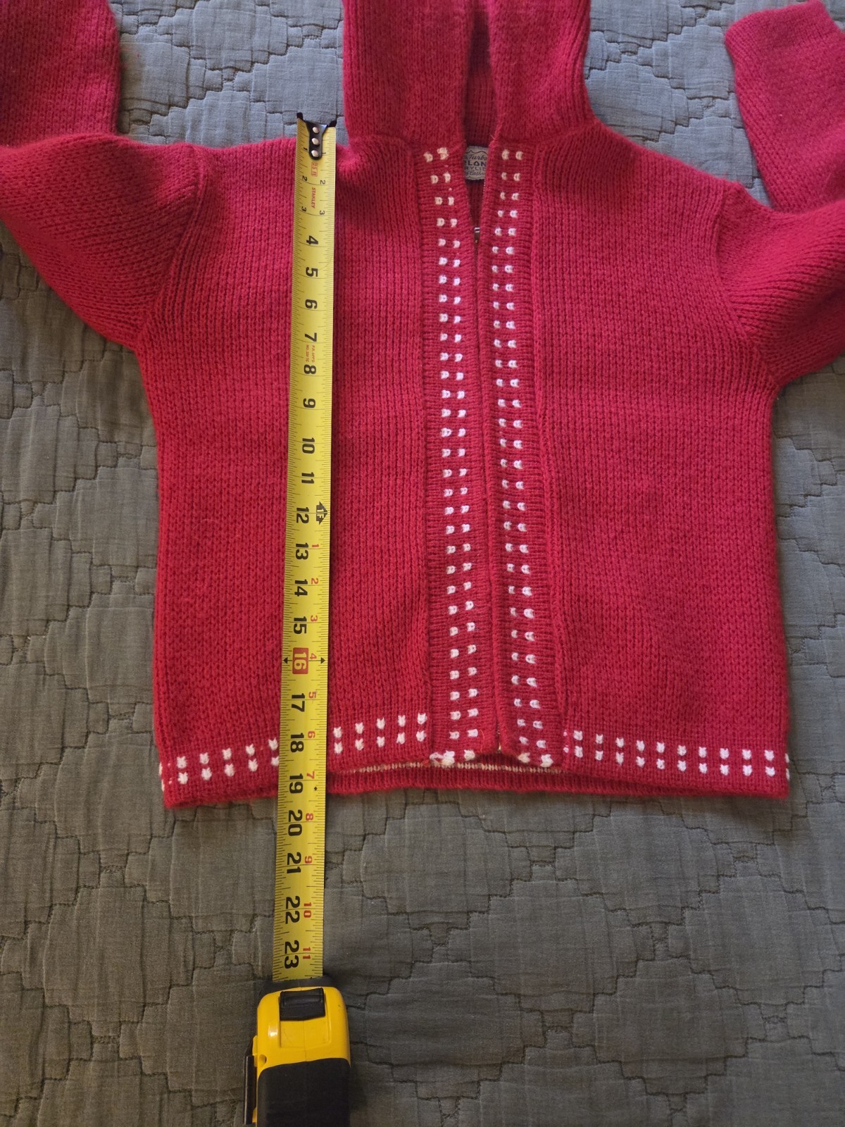Vintage Orlon Acrylic Zip Cardigan Sweater Shawl Collar Nordic Ski Cottagecore S